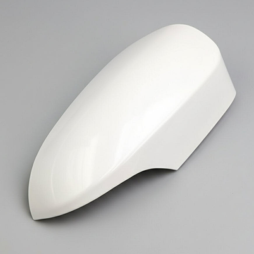 White car mirror cover labeled 'For Right' on a black background