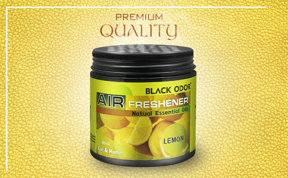 Air freshener with lemon scent on a yellow textured background