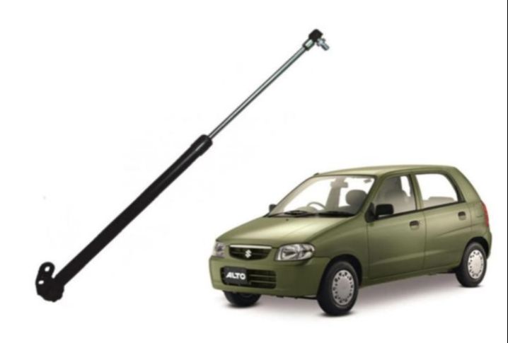 Car lift support with a green car on a white background