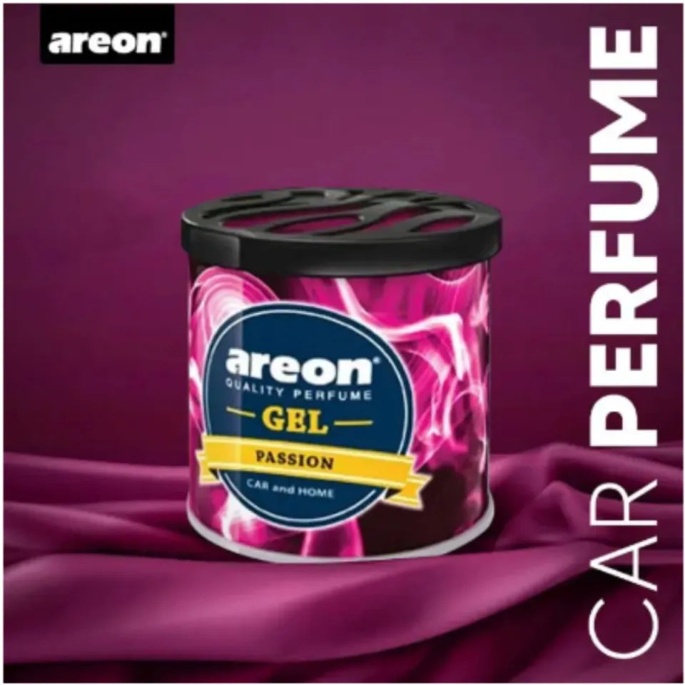 Areon car perfume bottle with a purple background