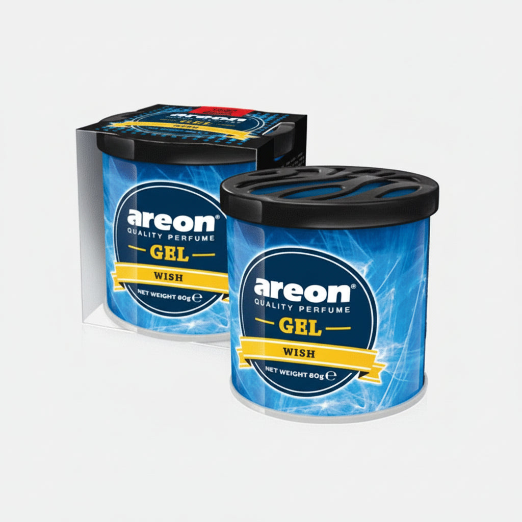 Two containers of areon Gel Wish perfume on a white background