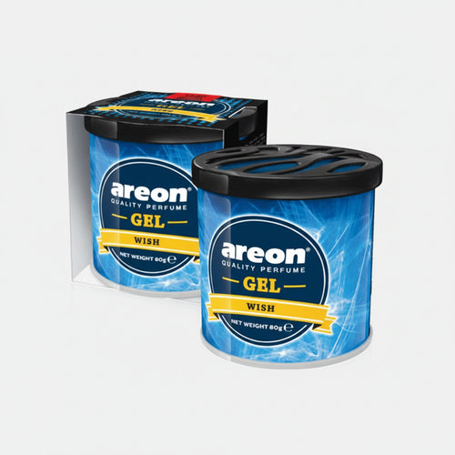 Two containers of areon Gel Wish perfume on a white background