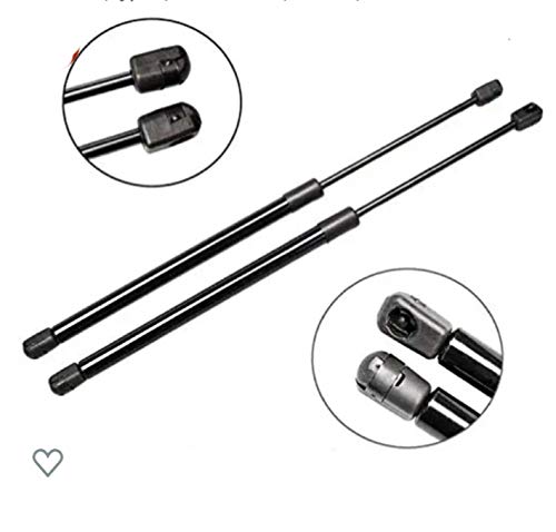 Two black gas struts with close-up insets on a white background