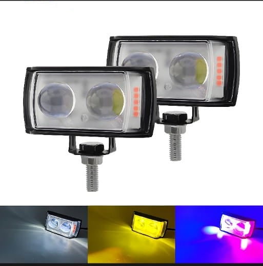 Two LED work lights with color-changing capabilities and RTS logo.