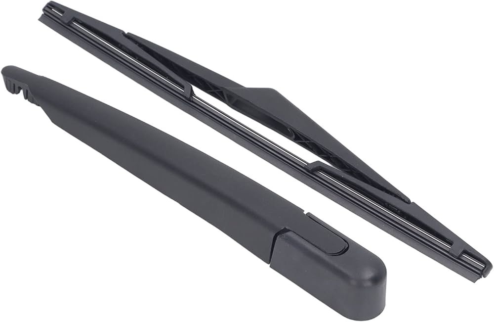Two black car wiper blades on a white background