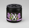 Black air freshener container with lavender design on a white background