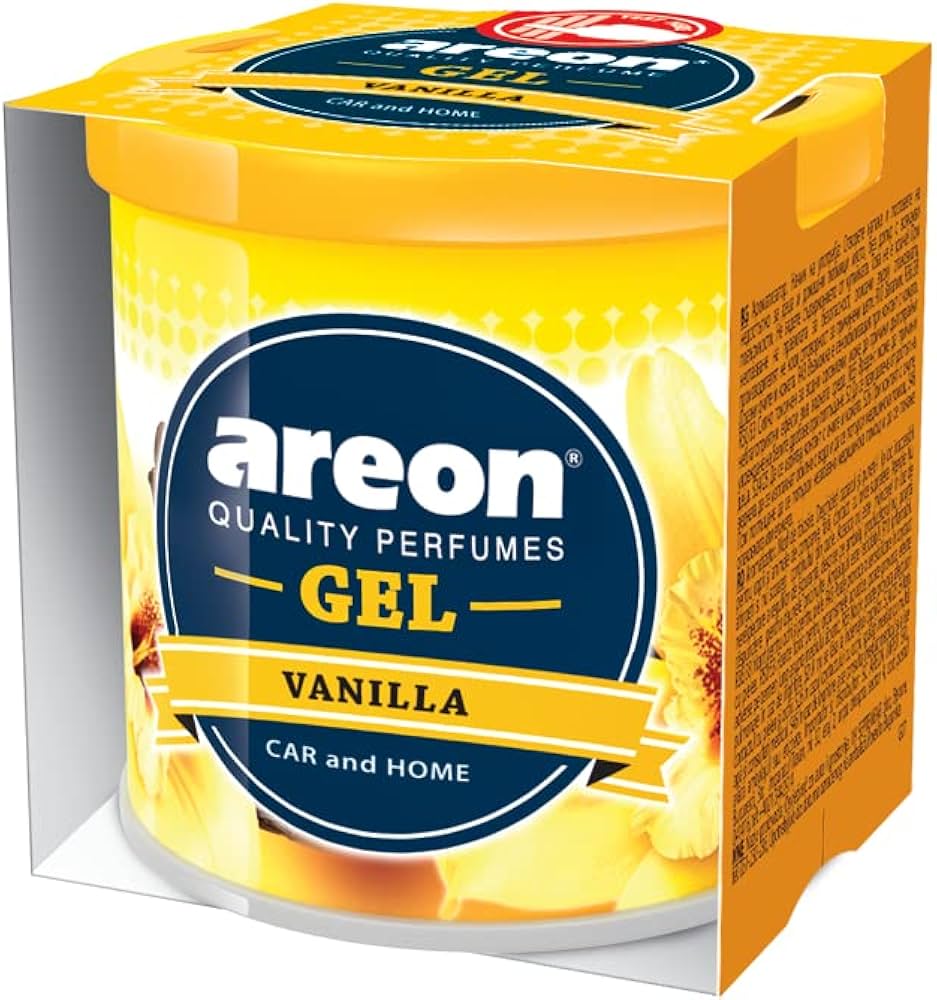 Areon Vanilla gel packaging for car and home use