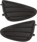 Two black plastic car parts on a white background