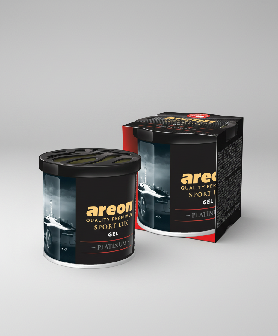 Areon Sport Lux Gel packaging on a black background