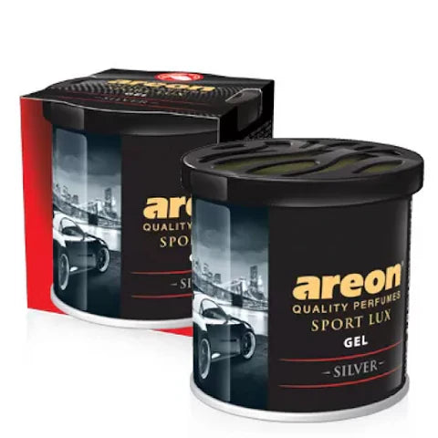 Areon Sport Lux gel car perfume with packaging on a white background