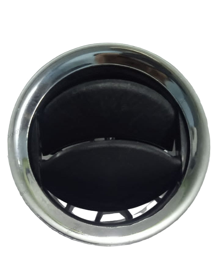 Metallic car cup holder with black interior on a textured gray surface