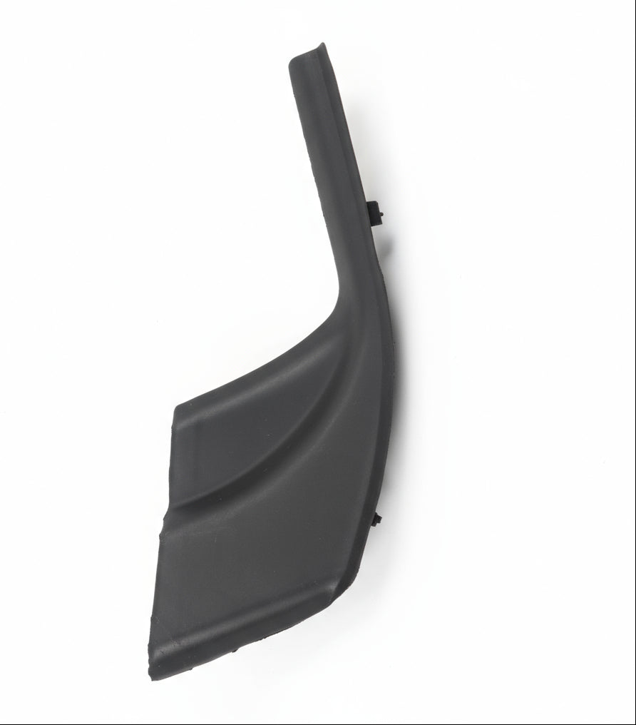 Black car fender splash guard on a white surface