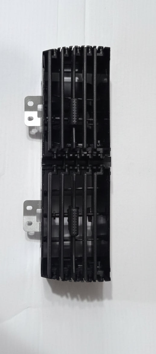 Black metal component on a white background