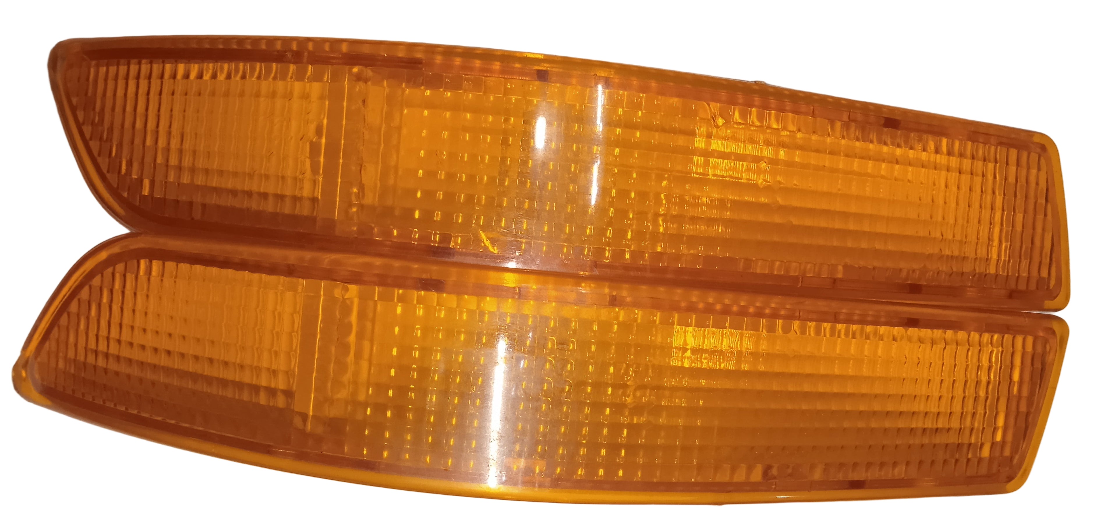 Two orange rectangular lenses on a white background