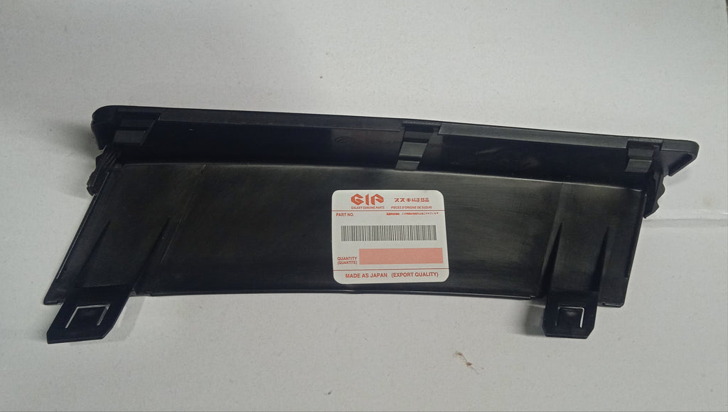 Black car part with a visible brand label on a white background