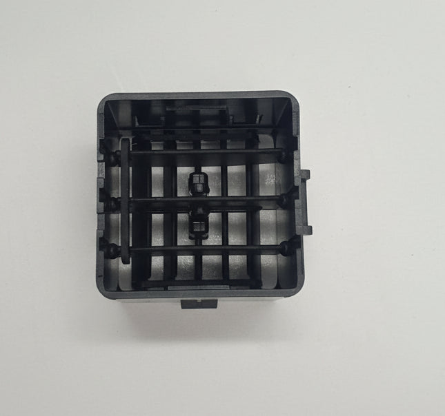 Black plastic grid on a white background