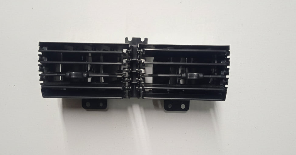 Black metal heat sink on a white background