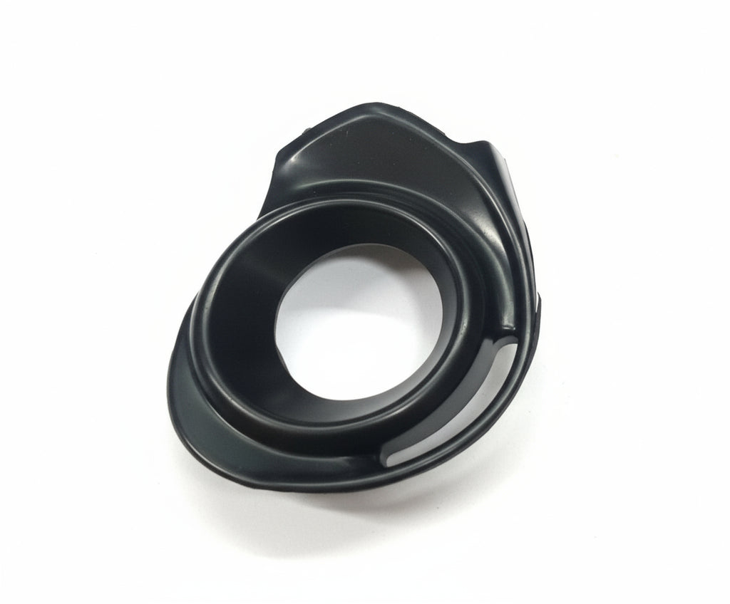 Black mechanical component on a white background