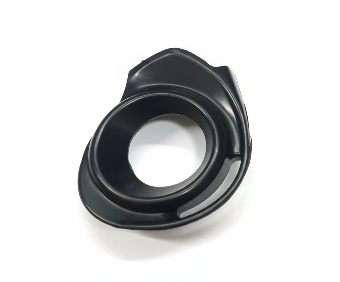 Black mechanical component on a white background