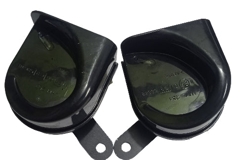 Two black plastic components on a white background