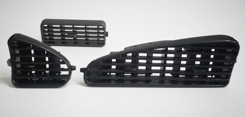 Set of black car grills on a white background