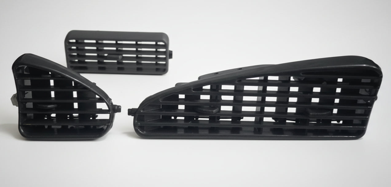 Set of black car grills on a white background