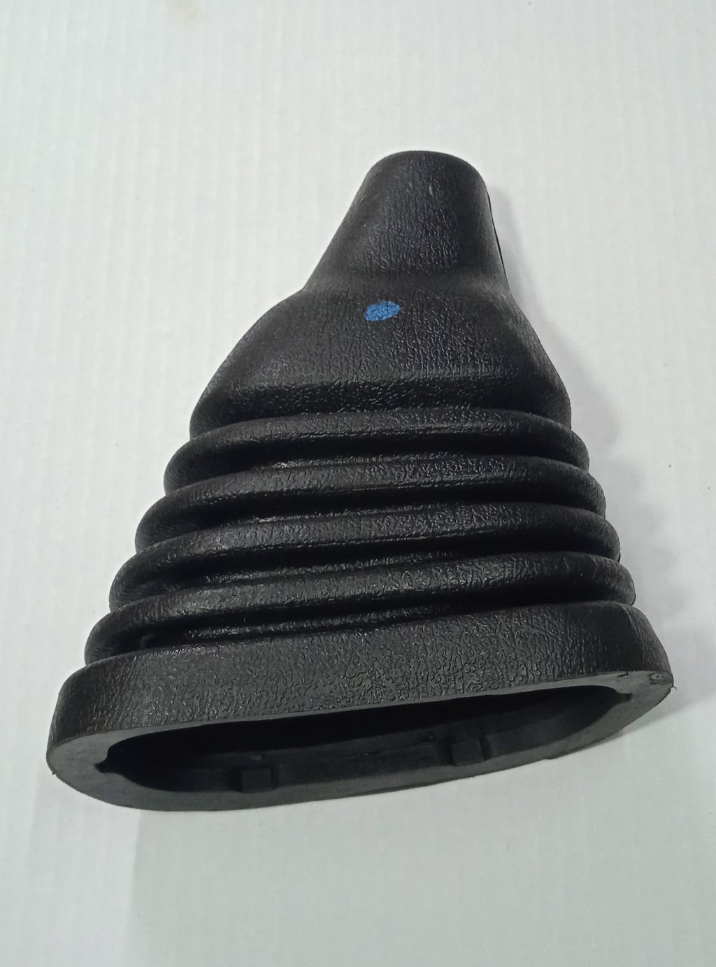 Black rubber boot on a white background