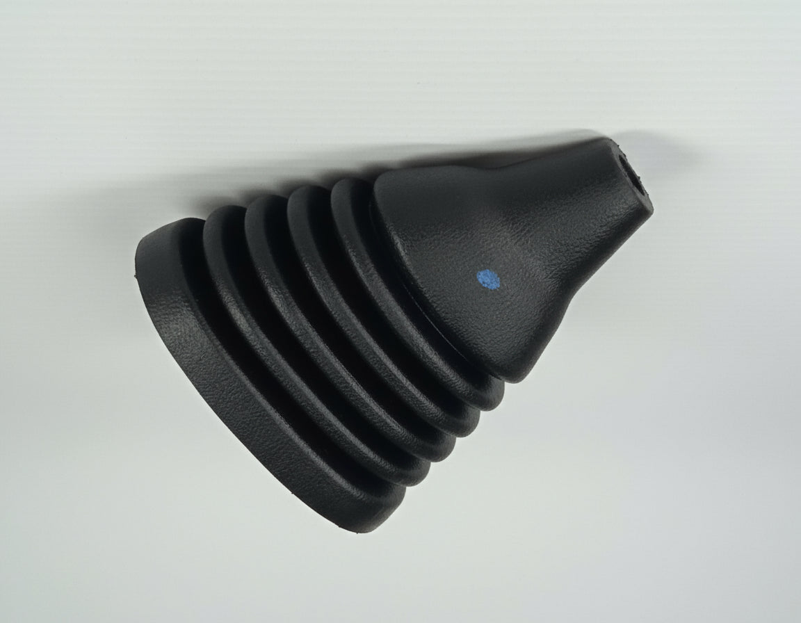 Black rubber boot on a white background