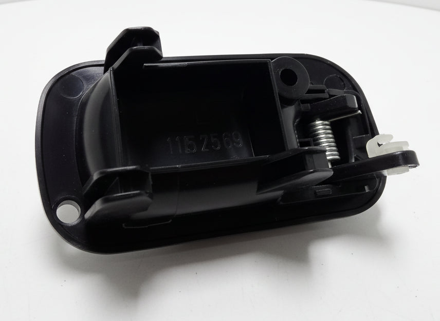 Black electronic component on a light gray background