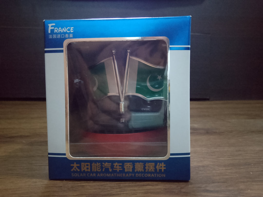Pakistan Flag Design Car Air Freshener Perfume Solar Power Car Aroma Diffuser Portable Car Air Purifier (Black)