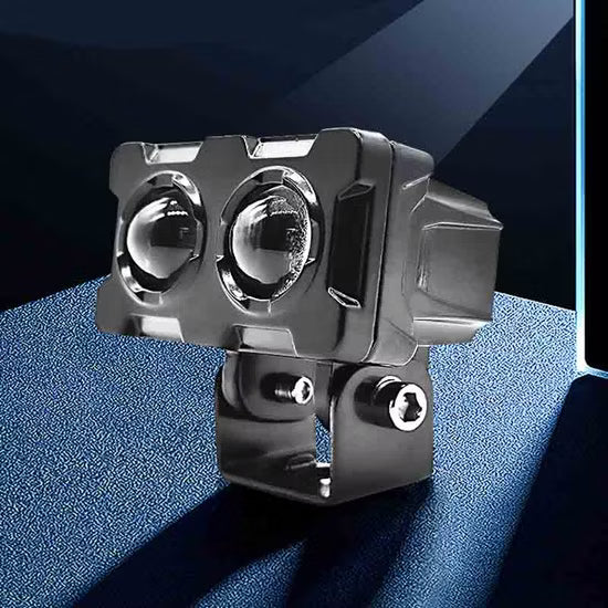 Metallic camera mount on a blue and black gradient background