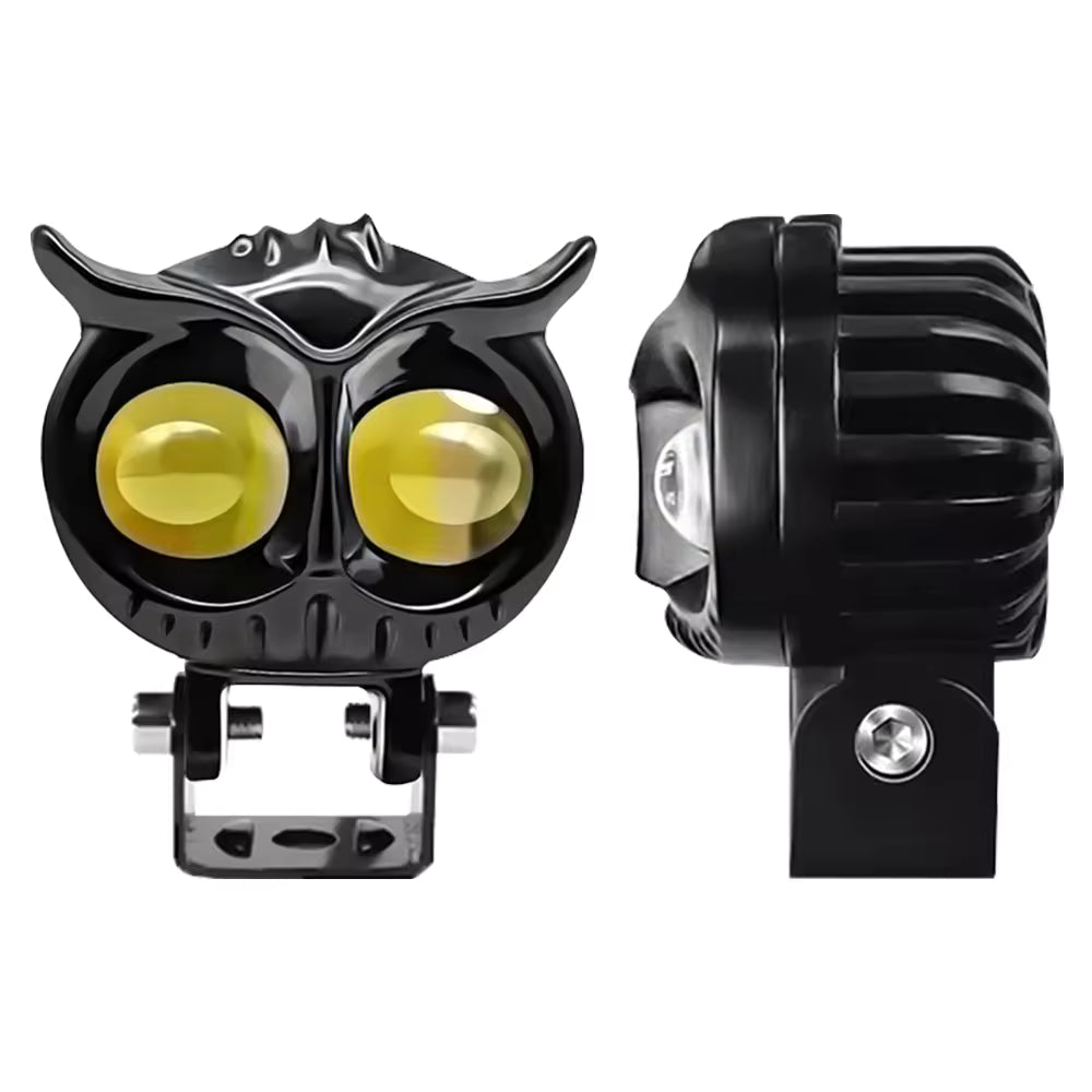Owl-shaped LED light on the left and rectangular black light on the right against a white background