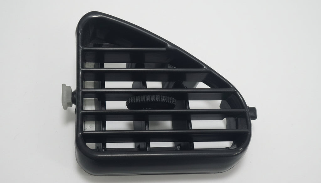 Black plastic grille on a white background