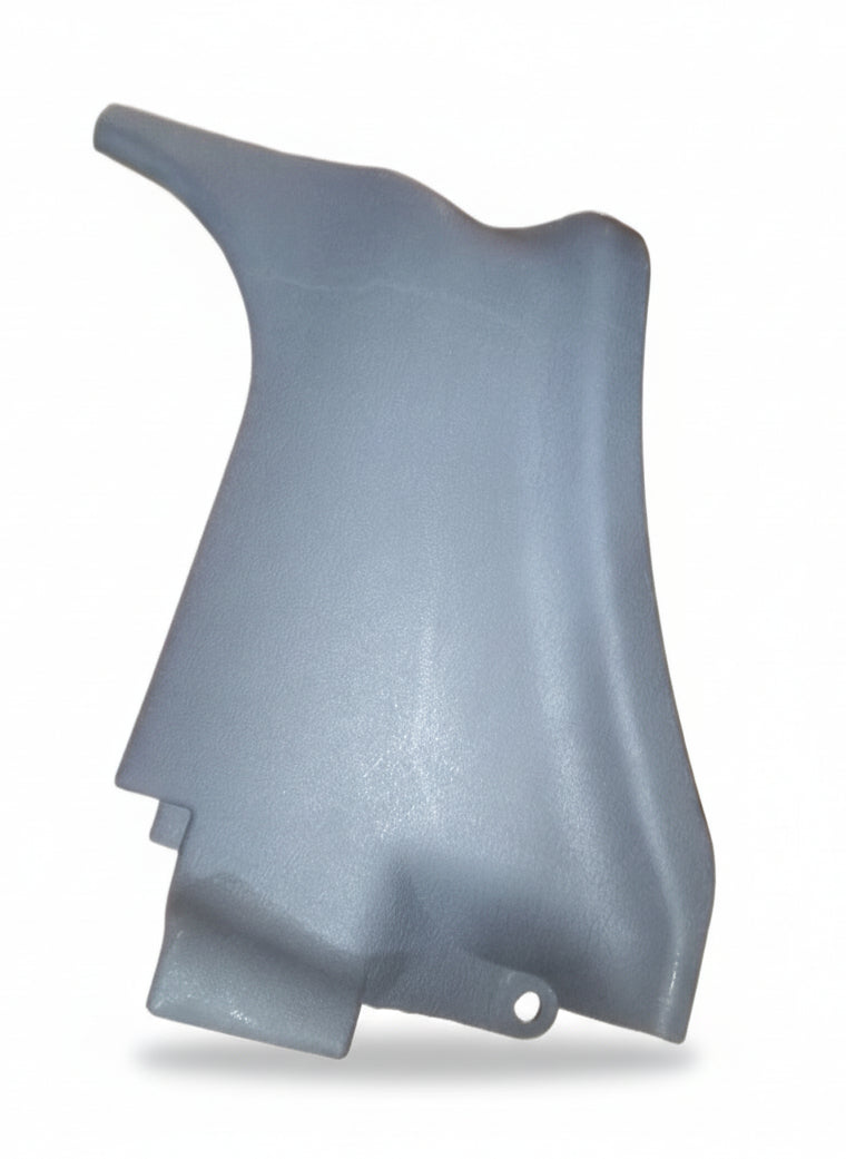 Gray plastic car part on a white background