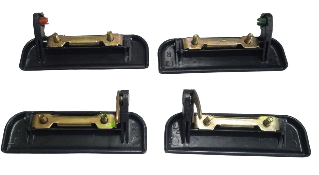 Four black and gold mechanical components on a white background