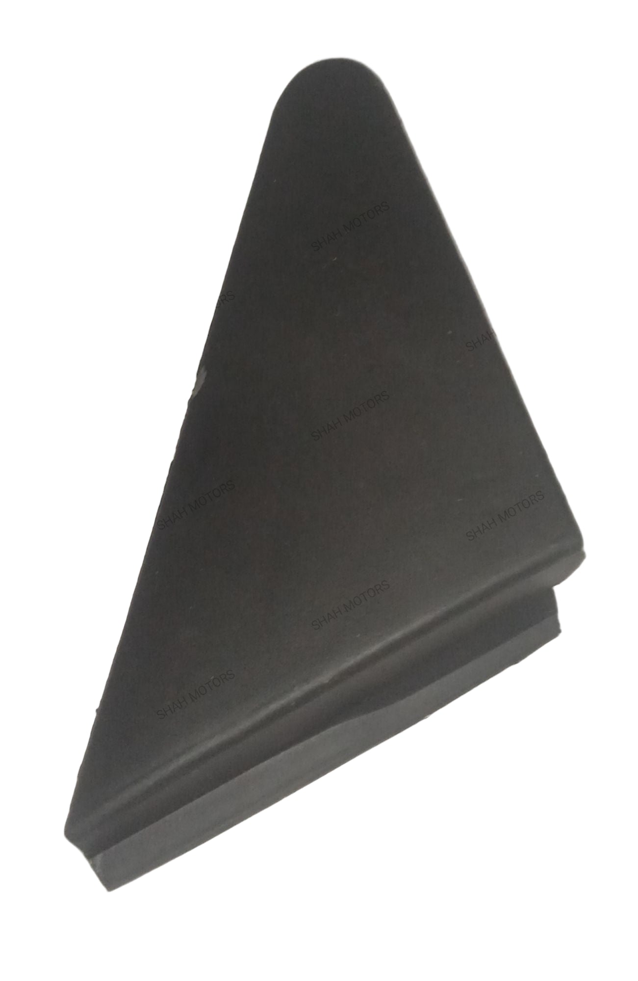 Black triangular rubber block on a gray background