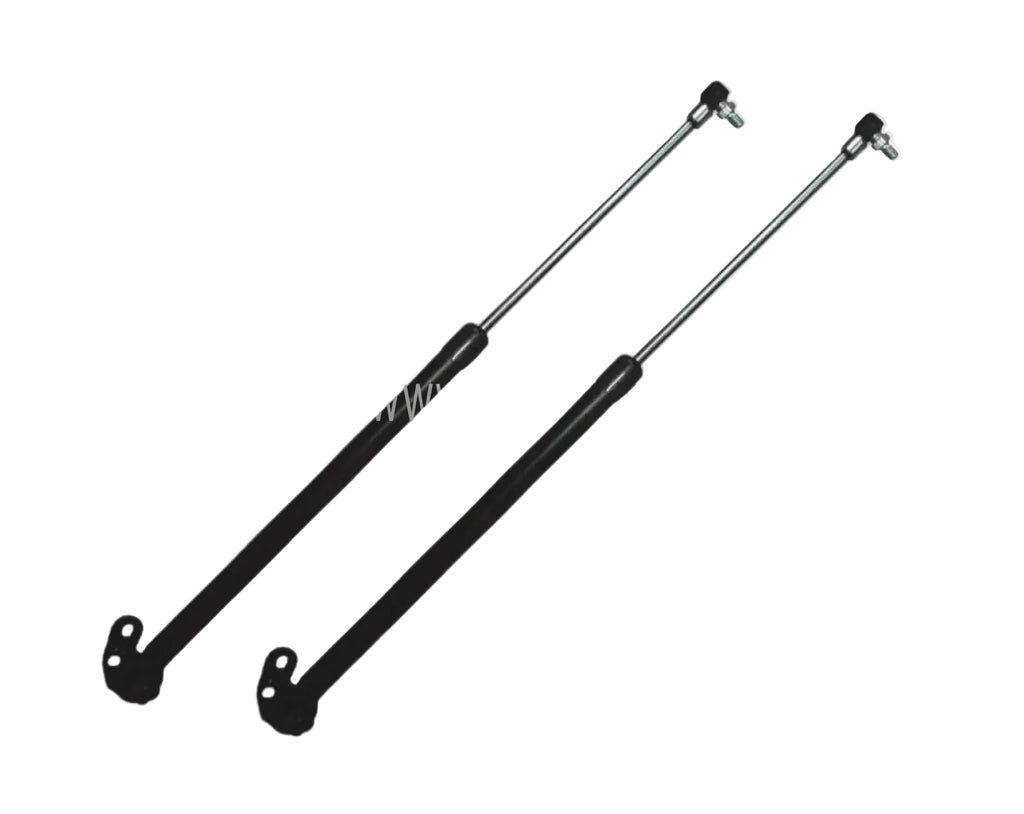 Two car shock absorbers with a green Suzuki Mehran car on a white background, featuring NDE branding.