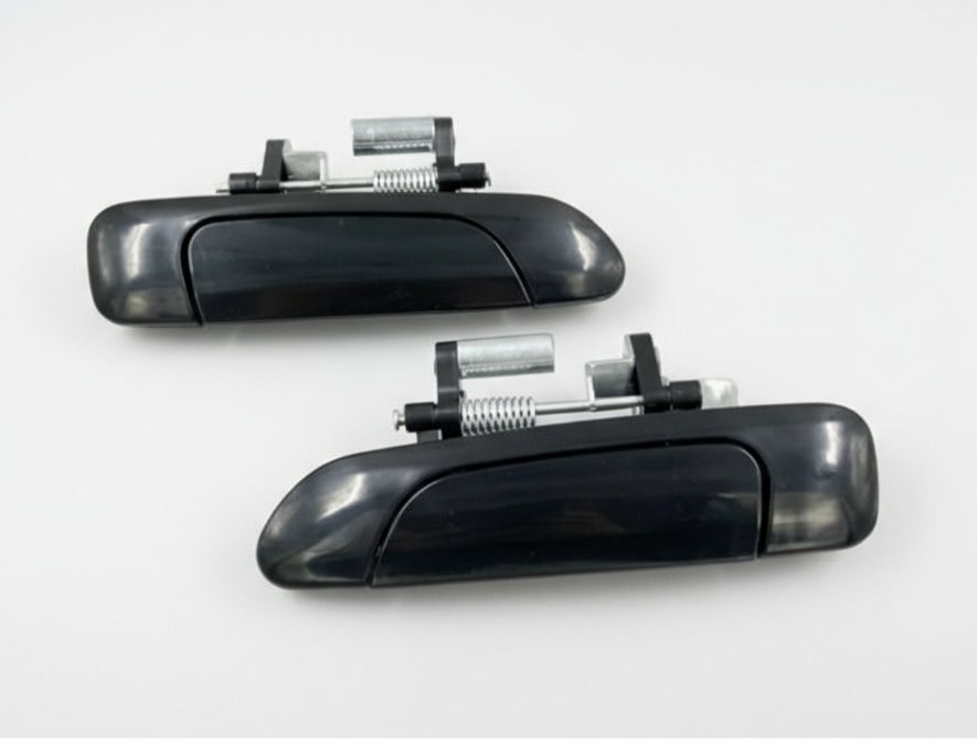 Two car door handles on a white background with Auz Store Auto Parts logo.