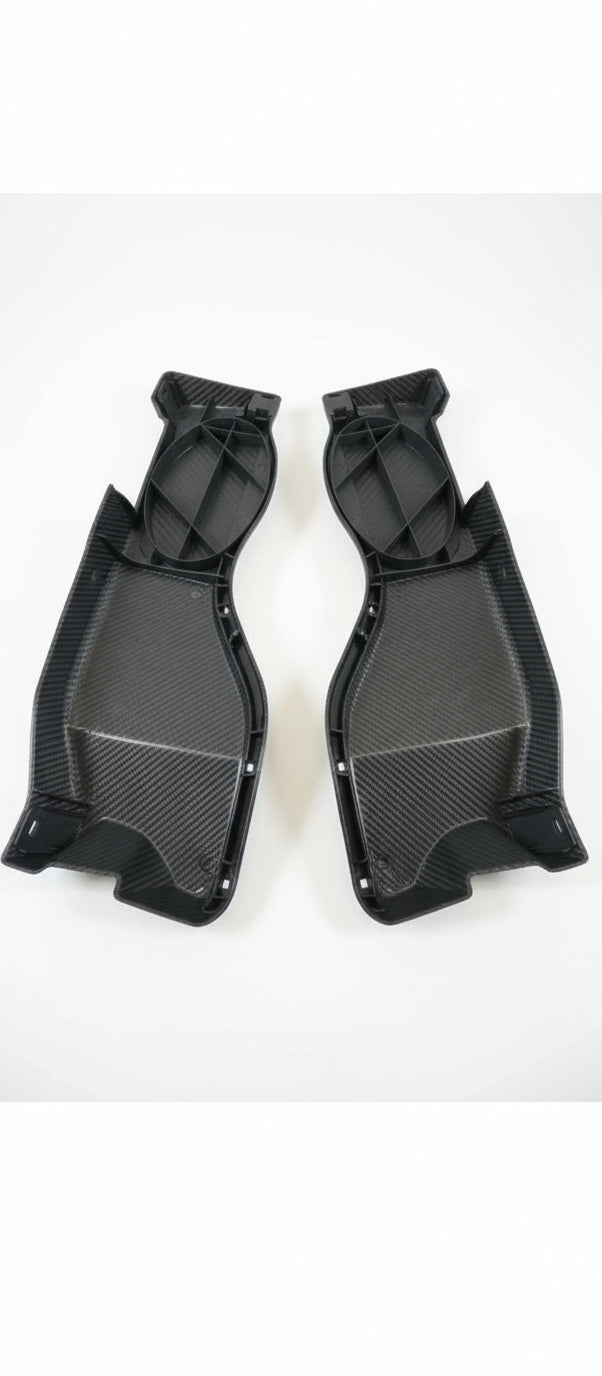 Pair of black diving fins on a white background