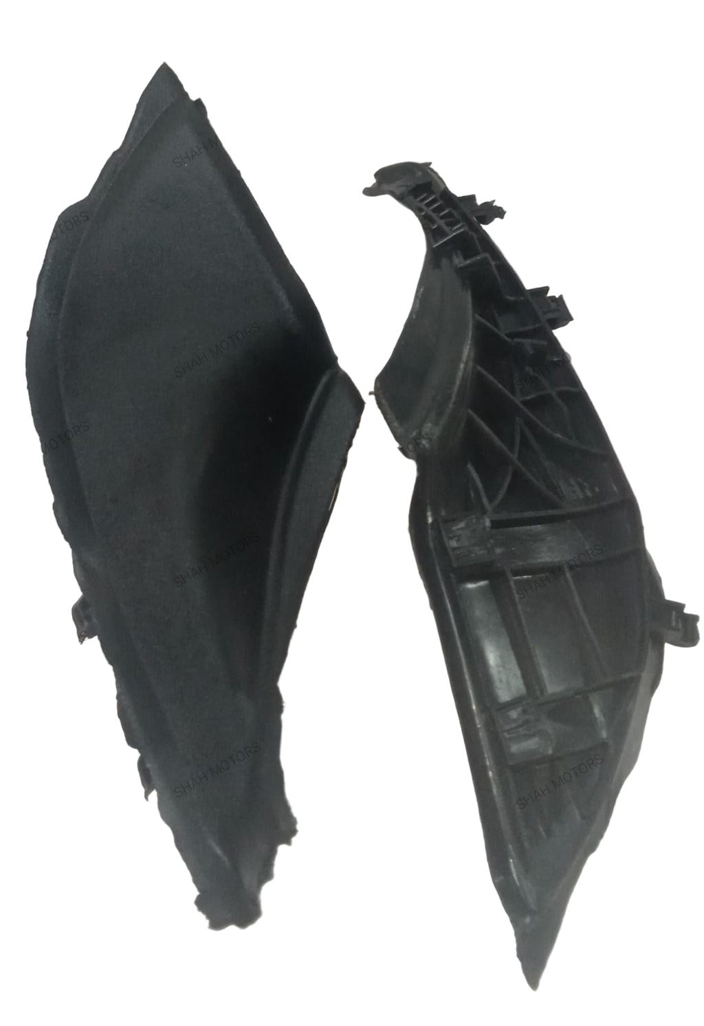 Two black car parts on a white surface with 'SUNWAY MOTOR' branding.