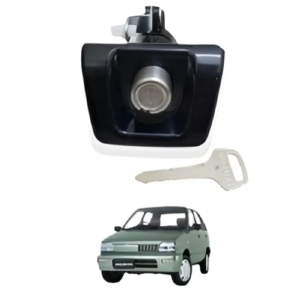 Car door handle assembly with key on a white background