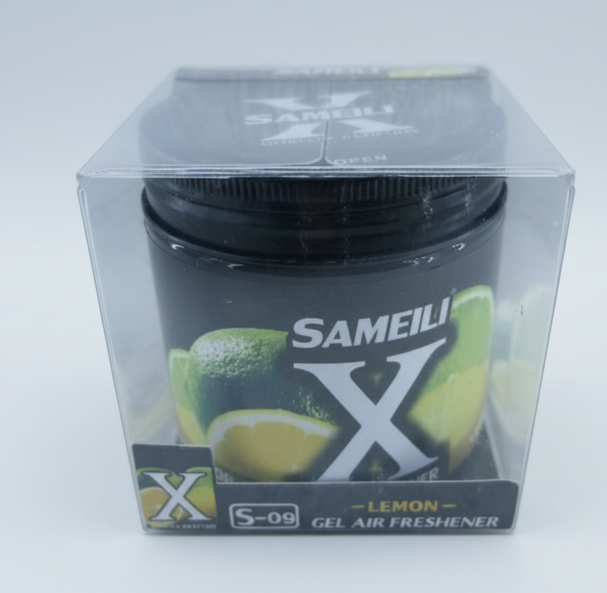 Sameili X Lemon gel air freshener in packaging on a white background