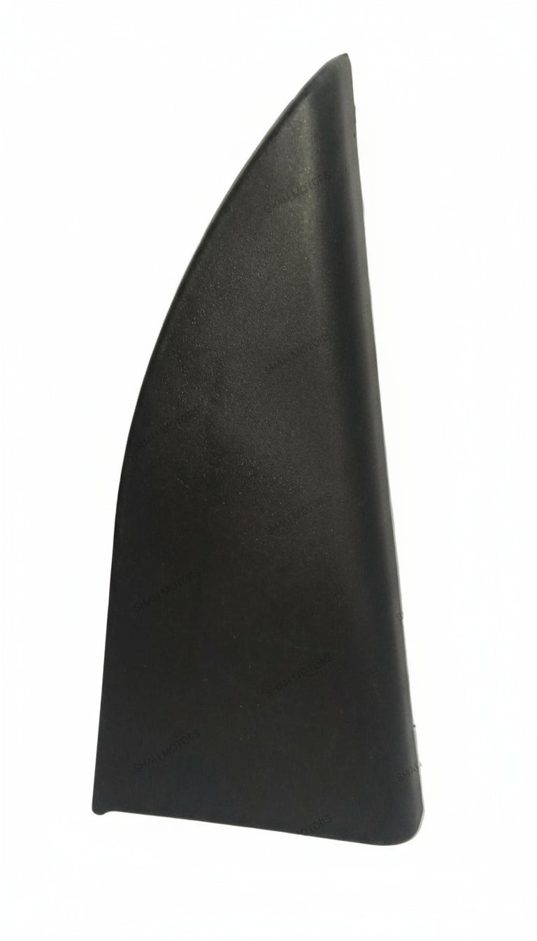 Black triangular car part on a light gray background