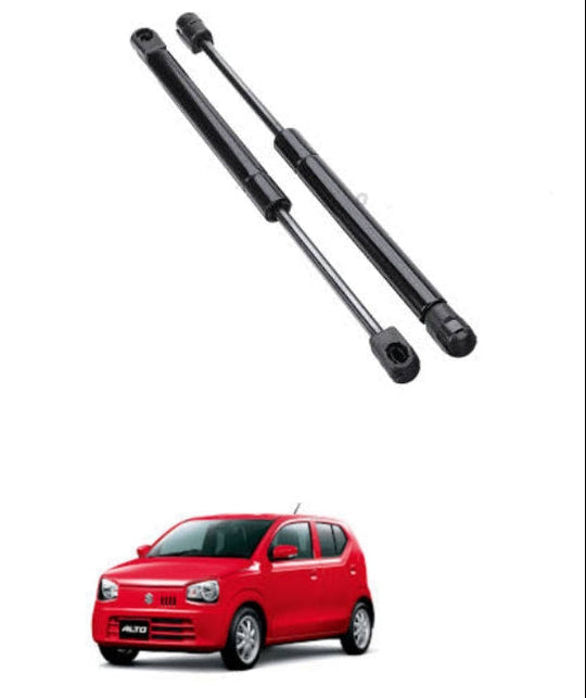 Two car lift supports on a white background with a red car and logo at the bottom.