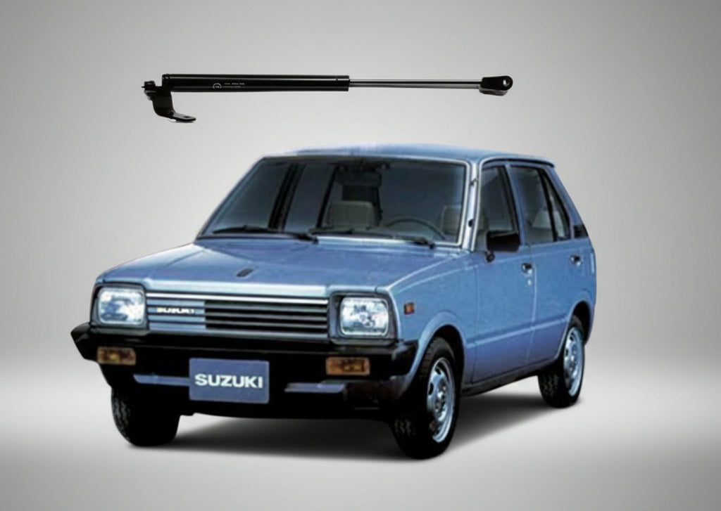 Blue Suzuki car with a roof rack on a white background