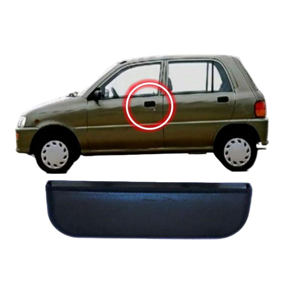 Car door panel with a car in the background on a white background