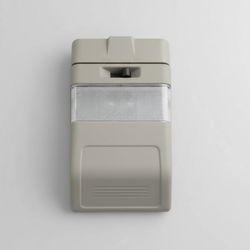 Beige outdoor light fixture on a white background