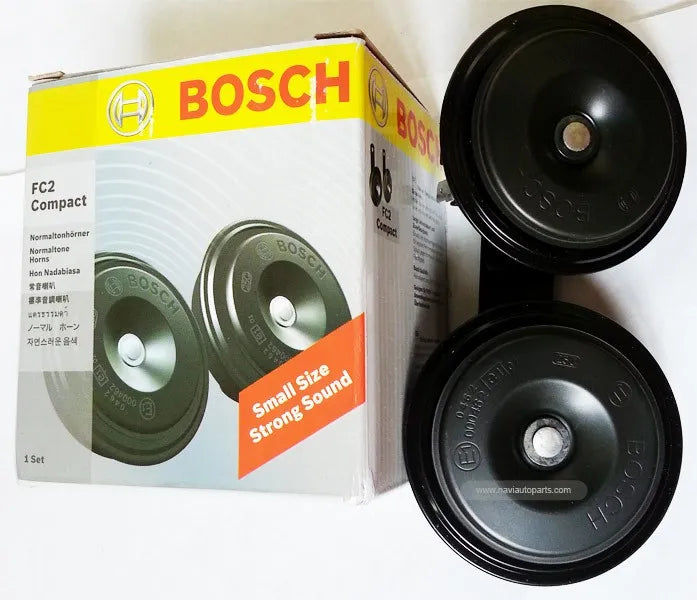 Bosch car speakers with packaging on a white background