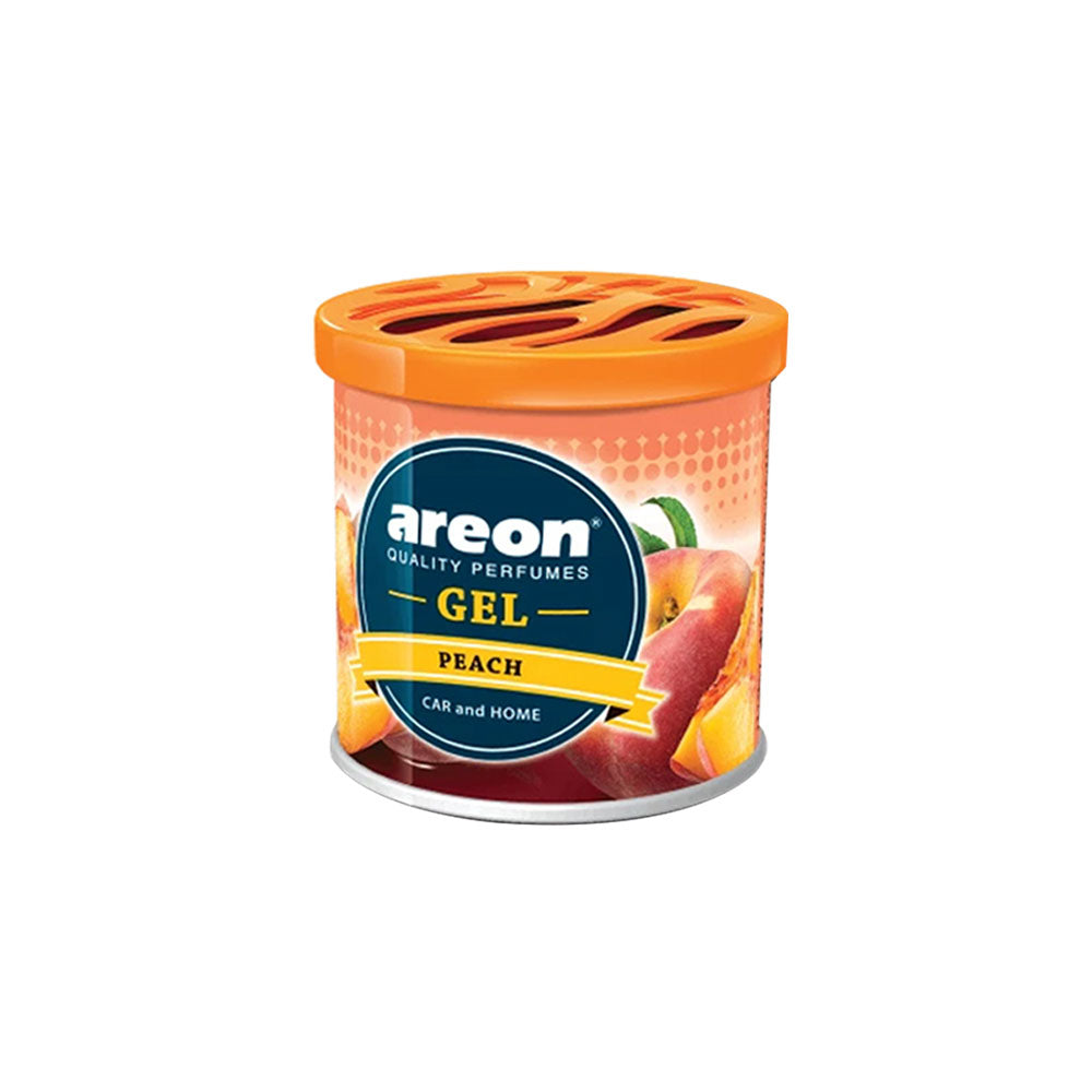Areon Peach gel air freshener on a white background