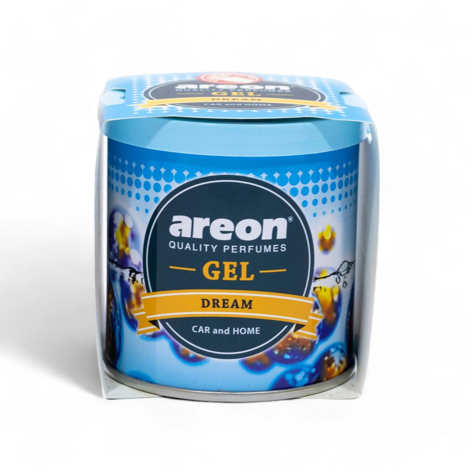 Areon gel packaging with blue and white design on a white background